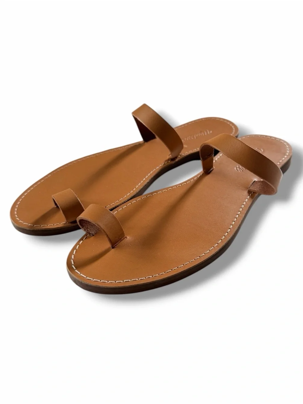 Madewell The Boardwalk Bare Slide Leather Sandal Shoes Size 9 in Desert Camel